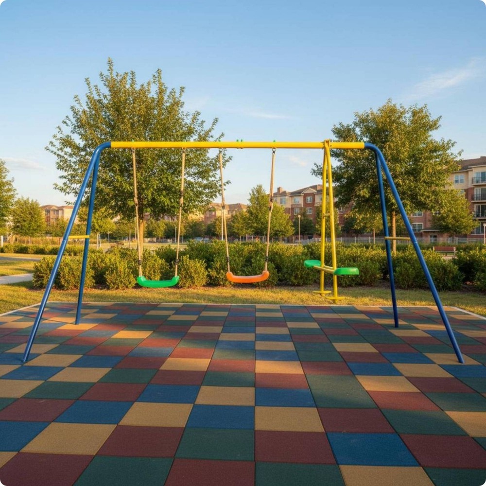 V-Shaped Frame Swing Set Galvanized Children’s Swing Set Treated
