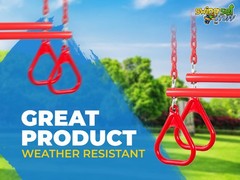 SWING SET STUFF TRAPEZE WITH RINGS AND COATED CHAIN RED playground bar fort 0107