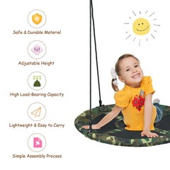 40″ Flying Saucer Tree Swing Outdoor Play Set w/ Adjustable Ropes Camouflage