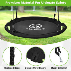 48″ Saucer Tree Swing for Family Fun, 900Lbs Capacity, Adjustable Straps, Black