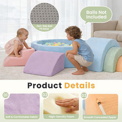 Foam Climbing Blocks for Toddlers, 38 X 38In round Ball Pit for Babies, 8Pcs Tod