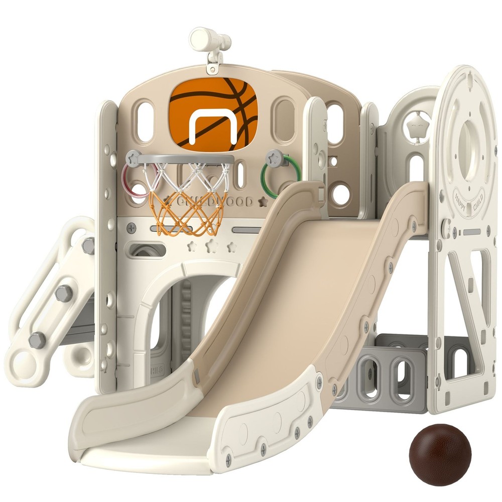 Enhanced Toddler Slide with 7 Activities Including Storage Compartment
