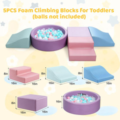 Foam Climbing Blocks for Toddler: with 4-Piece PU Leather Climbing Toys and a Ba