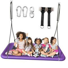 Everyfun Tree Swing for Kids and Adults, 60″ Waterproof Rectangle C-purple