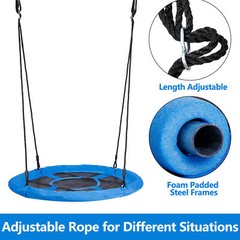 40″ Waterproof Saucer Tree Swing Set Outdoor Round Swing for Children Blue