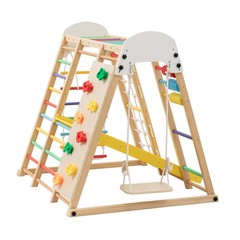 9in1 Foldable Kids Climbing Frame & Slide Wooden Toddler Ages 3+ 176LBS Capacity