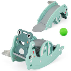 3-In-1 Kids Slide Rocking Horse Set Convertible Toddler Slide with Basketball Ho