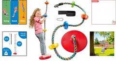 Kids’ Rainbow Tree Swing Set with Climbing Rope & Accessories