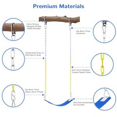 Swing Set Seat with Metal Triangle Ring & 66Inch Anti-Rust Chains, Swing Blue