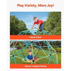 10 Ft. Climbing Dome with Saucer Swing, 1000 Lbs. Jungle Gym, Outdoor Set for Ki