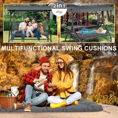 60 Inch Outdoor Swing Cushions Waterproof Extra 5″ Thick 3 Seater Porch Swing Re