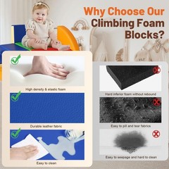 6-Piece Soft PU Leather Toddlers Climbing Toys, Baby Foam Climbing Blocks for…