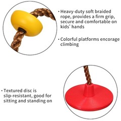 for Kids – Heavy Duty Climbing Rope with Disc Swing Seat for Boys Tree Swing