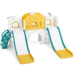9 IN 1 Kids Double Slides Toddler Playground Climb Playset Outdoor Indoor
