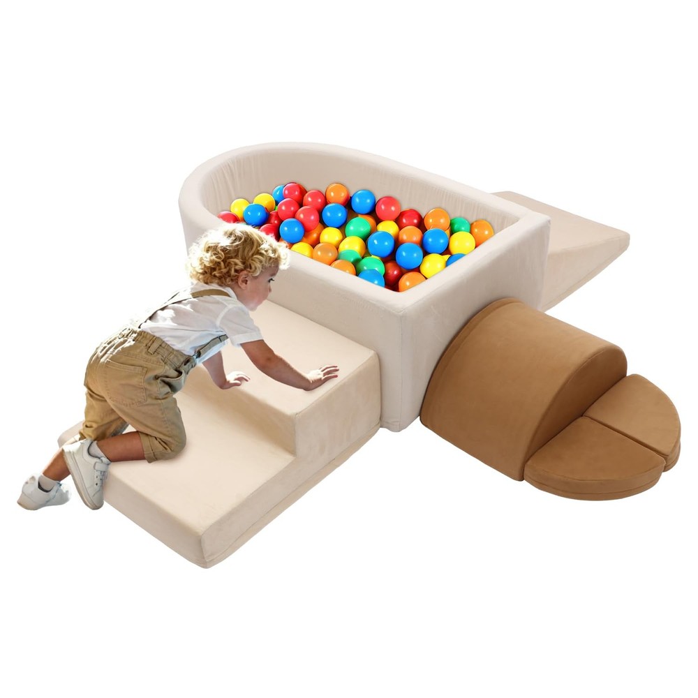 Asweets 6Pc Foam Climbing Blocks & Ball Pit for Toddlers Indoor Soft Play Set