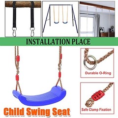 Swings for Kids, Plastic Swing Seat with Rope Kids Tree Swing Set Blue