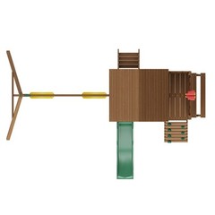 Wooden Swing Set 9 IN 1 Outdoor Playground Sets 6 FT Slide Upper Fort