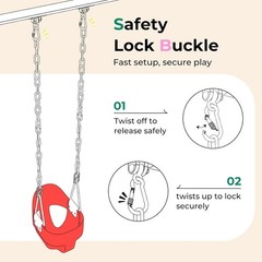 330lb Outdoor Toddler Swing High Back Full Bucket Seat Backyard Garden Red