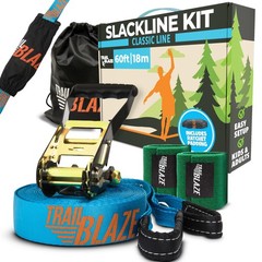 Complete Ninja Slackline Kit – 60ft Slack Line for Backyard for & Adults – Wi…
