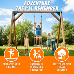 Wooden Rope Ladder for Kids – 6Ft Outdoor Climbing Ladder with Real Wood Rungs,