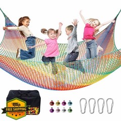 LPIW Climbing Net for Kids 9.9FT Rainbow Double Layer Safety Cargo