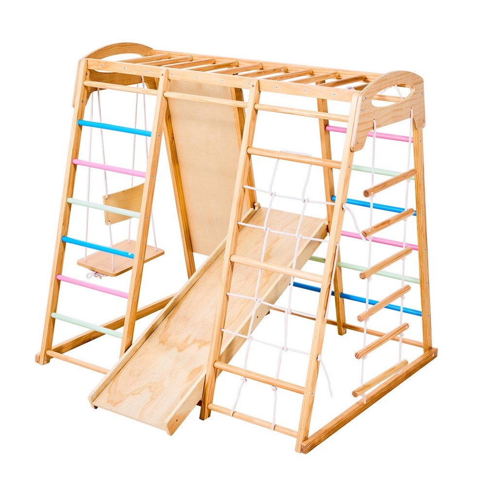 Uimoso 7-in-1 Wooden Indoor Jungle Gym Playground for Children