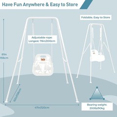 Toddler Swing with Foldable Metal Stand for Toddlers Aged 1~10 , 3-in-1 Baby …
