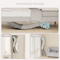 Blue Indoor Toddler Couch Slide with Secure Guardrail & Fun Car Design