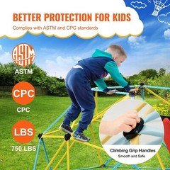 Climbing Dome, for Kids 3 to 9 Years Old, 8FT Geometric Dome Climber with Slide