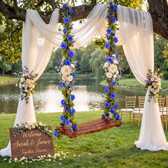 2x Wooden Tree Swings for Adults, 24×10″ Heavy Duty 500lb, Flower Accents