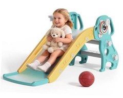 4 in 1 Toddler Slide, Kids Slide for Indoor Outdoor Playground, Blue Yellow