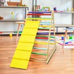 Foldable Wooden Climbing Triangle Indoor Home Climber Ladder – Color: Multicolor