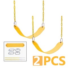 Set of 2 Swing Seat Heavy Duty Rust-Proof Chain Swing Set Yellow Swing-Seat USA