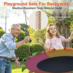 40″ Tree Swing for Kids Outdoor 600lb Weight Capacity, Saucer Swing with Adj…