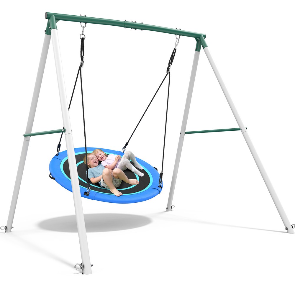 Hapfan 500lb 6.5ft Heavy Duty Metal Swing Set for Backyard with 50″ Saucer Swing