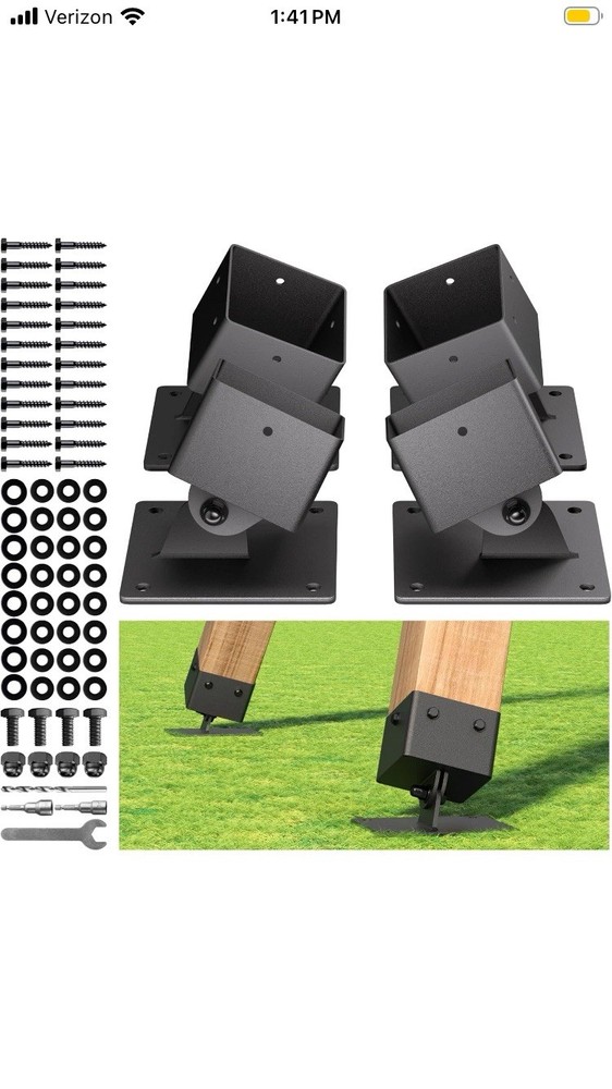 Swing Set Anchor Kit – 4-Pack Stainless Steel Bracket for 4″x4″ Legs