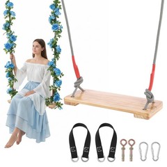 Pinewood Wooden Swing Seat Height Adjustable All-in-One Swing Kit Heavy Duty