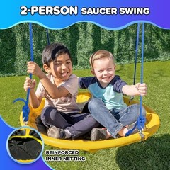 My 1st Swing & Saucer Outdoor Playset for Backyard, Belt 3 Kids Max Swing Set