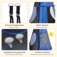 Goplus 40″ Kids Hanging Chair Swing Tent Set Hammock Nest Pod Seat Blue