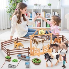 35 PCS Realistic Horse Playset with Stable & Barn – Perfect Gift for Kids & Todd