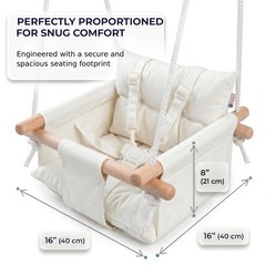 Columpio De Madera Y Lona Với Cinturon De Cinco Puntos Para Bebes Lujo