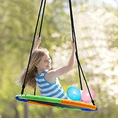 40 Inch Saucer Tree Swing, Large Rope Swing with Children Swing Multicolor