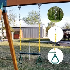 18” Trapeze Swing Bar Rings 48” Heavy Duty Plastic Coated Chains Swing Set …