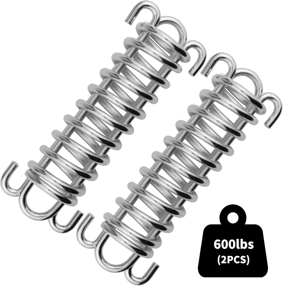 2Pcs Porch Swing Spring Heavy-Duty Awning for Hammock Silver