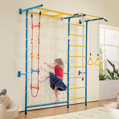 Indoor Jungle Gym for Toddlers, 7-In-1 Climbing Playset with Carbon Steel Swedis