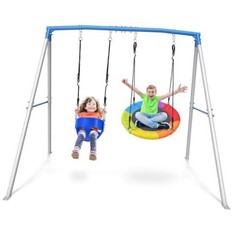 Swing Sets for Backyard, 440lbs Heavy Duty A-Frame Metal Swing Stand with 1
