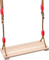 15.57 x 6.3 Inch Wooden Swing, Hanging Tree Swing Seat with Adjustable Rope a…