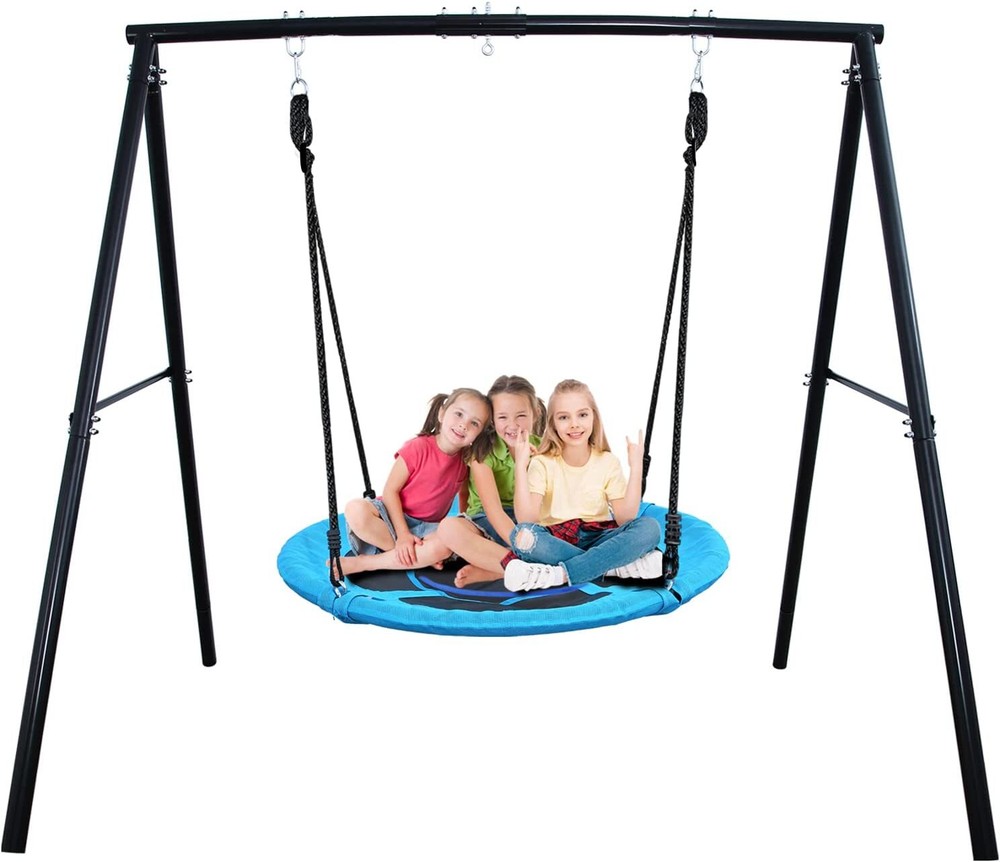 440lbs Metal Playground Swing Set Kids Swing Set Heavy Duty A-Frame Saucer Swing