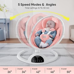 Baby Swings for Infants, Bluetooth Infant Swing with Music Speaker, 3 Seat Po…