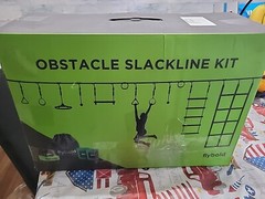 Flybold Obstacle Slackline Kit (40 ft) Ninja Warrior kit w Adjustable Obstacles